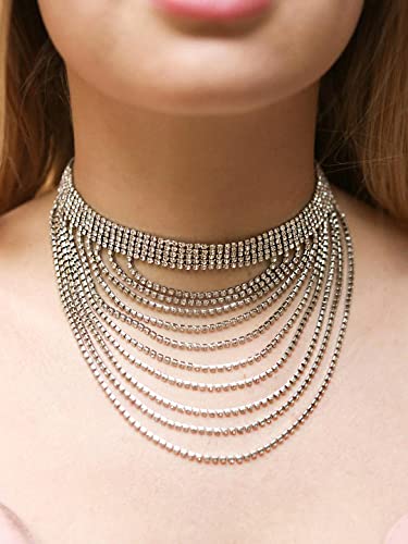 Image of Yellow Chimes Necklace for Women and Girls Fashion Choker Necklace for Women Western | Statement Rhinestone Choker Necklace| Birthday Gift for Girls & Women Anniversary Gift for Wife