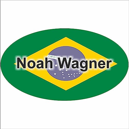 Kiwistar Etiquetas adhesivas – Bandera – Bandera – Brasil – 10 x 6,6 cm – con texto – Nombre – Personalizado – Adhesivo para el coche – Racing