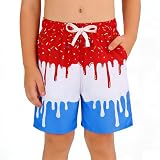 5-6 Years Ice Cream Boy Baseball Shorts Waffle Or Cone Preppy Shorts,Kids Youth Ice Cream Drip Track Short Pants #31 Red