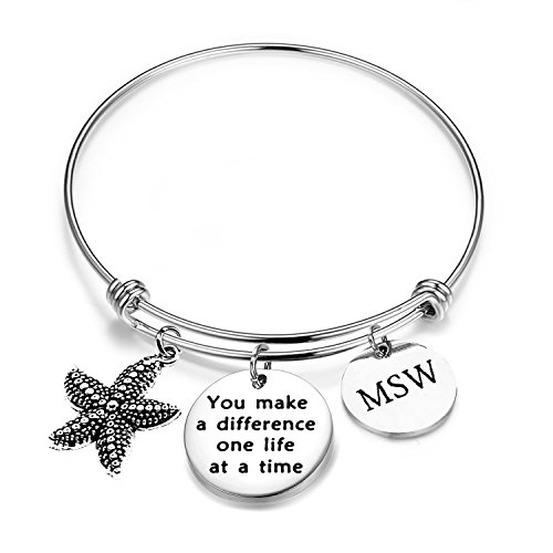 ENSIANTH Social Worker Gifts MSW Graduation Bracelet You Make A Difference Jewelry Starfish Bracelet