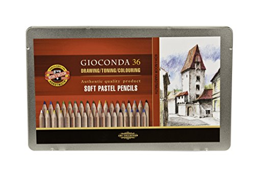 Koh-I-Noor Gioconda Soft Pastel Pencil Set, 36/Each Packed in Tin, Assorted Colored Pencils (FA8828.36)