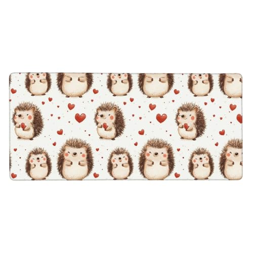 Grand tapis de souris de jeu hérisson mignon en caoutchouc pour bureau