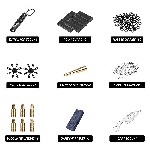 CyeeLife 180 Piece Darts Custom Fit Pack Set, Includes Flights, Shafts, Rubber O-Rings, Flight Protecter and Accessories - Thumbnail 4