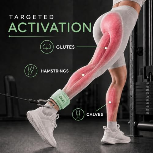 Auri Fit Padded Ankle Strap with Stainless Steel D-Ring - Plush, Luxury, Aesthetic Neoprene for Comfort and Support for Glute, Leg, & Booty Workouts - Cable Exercise Machines, Kickback, Leg Extension, Hip Abductor (Sage - Single) — view 5