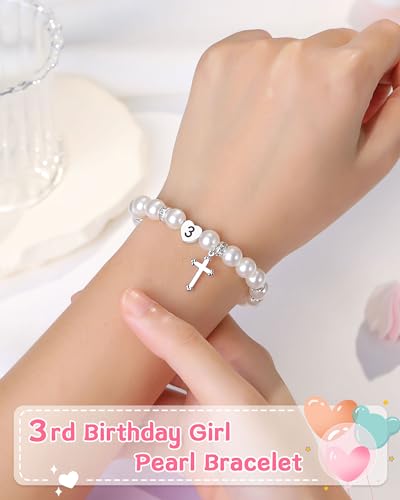 1-3 year old Birthday Gifts for Girl, Adjustable White Pearl Bracelet for Daughter Niece Granddaughter Girls2