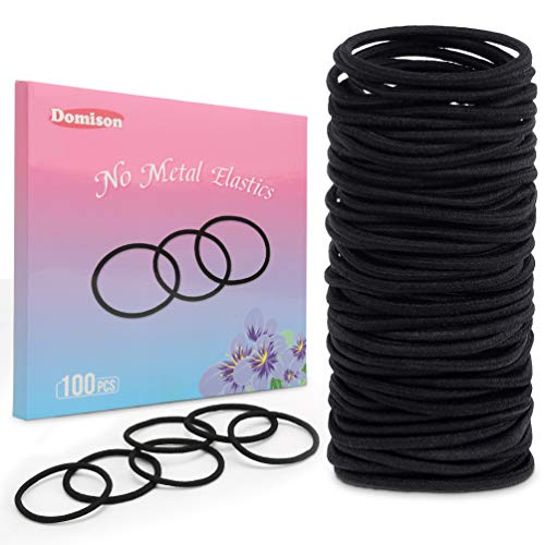 Domison Hair Ties 100 Pcs Hair Elastics Hair Bands No Metal Hair Scrunchies, 0.15 Inch Black