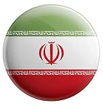 AK Giftshop Grand badge à épingle avec drapeau de l'Iran – 7,6 cm (75 mm) – Cadeau – Anniversaire – Noël – Cadeau – Cadeau d'anniversaire – Noël – Père Noël secret – Collecteur de badges