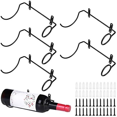 Spiral Wine Wall Holder, 6 Pack Wall Mounted Wine Rack, Metal Wine Bottle Display Holder for Wine Storage Wall Wine Theme Decor, Black (Upward Style)