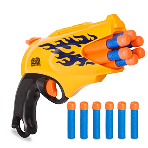YIRUIKEJI-Toy Foam Blasters & Guns,with 6-Dart Rotating Barrel Air Soft Bullet Gun Pistol and Toy Guns for Kids,Darts Compatible for Nerf Fortnite Ideal Gift Toys for Children 6+ and Above (Orange)