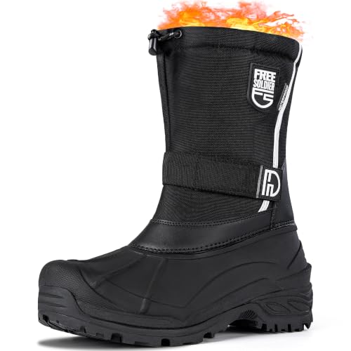 Image of FREE SOLDIER Mens Snow Boots Insulated Nonslip Outdoor Ankle Cold Weather Boots