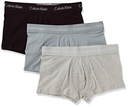 Calvin Klein Men's Cotton Stretch Low Rise Trunks, Black/Grey/Oat/Raisin, Small