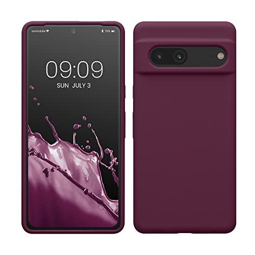kwmobile Handyhülle für Google Pixel 7 Hülle, für Pixel 7 Case - Hülle Silikon - kabelloses Laden - Bordeaux Violett