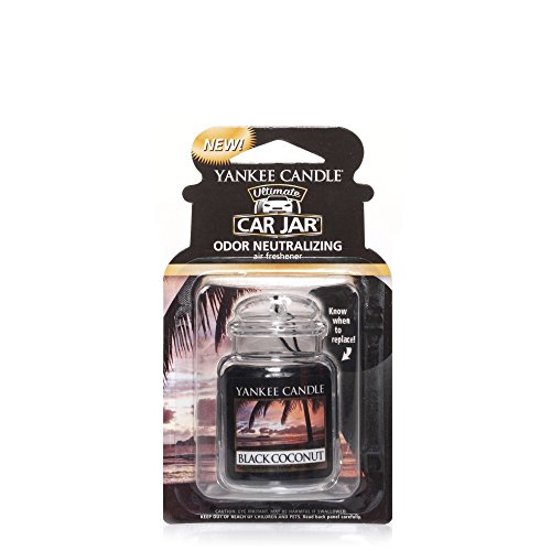 Yankee Candle 1295841 Black Coconut Car Jar Air Freshener, Fresh Scent