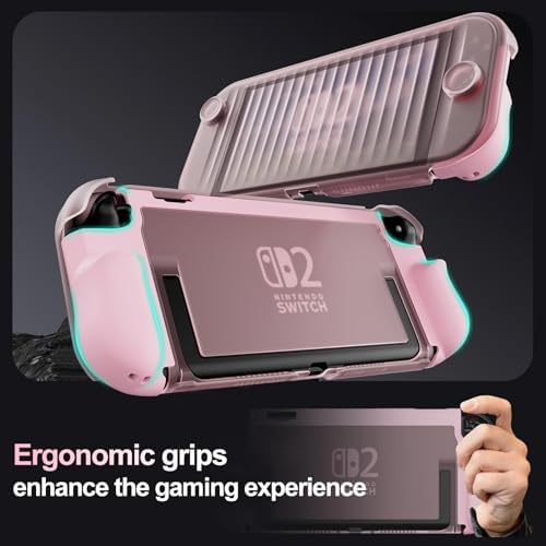 ProCase Dockable Grip Case for Nintendo Switch 2, Protective PC Front Cover with a Foldable Controller Holder Design, Slim Shockproof Hard Shell Fit for 2025 Switch 2 & Kickstand -Lightpink - 5