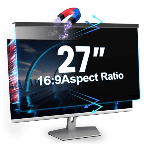 VERPONITY Magnetic Computer Privacy Screen 27 Inch, Aesthetic Hanging Privacy Screen for Computer Monitor with Anti-Blue Light Coating, Removable PVC Magnetic Attachment Computer Monitor Privacy by Verponity - Used condition - US$52.66