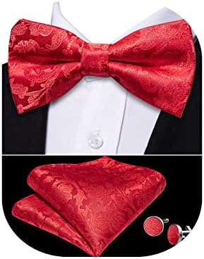 Barry.Wang Fashion Men's Bowtie Set,Wedding Party Bow Ties Silk Designer Handkerchief Cufflink Formal