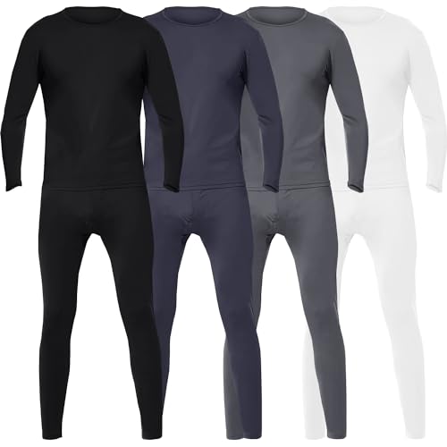 Men's Lightweight Sport Performance Microfiber Fleece Thermal Top Bottom Long Johns Underwear 2 Pcs Set4