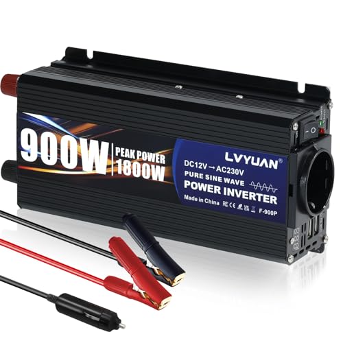 Convertisseur 12V 220V Pur Sinus 900W LVYUAN Onduleur pour Voiture et Camping