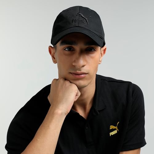 Image of Puma Unisex's Cotton Cap (2620815 Black Logo), Adjustable