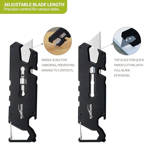 ALBATROSS Utility Knife with Replaceable Razor Blade, Multitool with Screwdrivers, Rope cutter and Bottle Opener - G10 Handle, Another Add Three Replaceable New Blades (Black) by ALBATROSS - Image 3