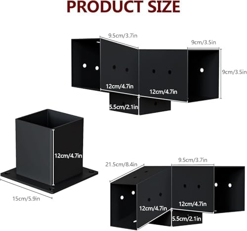 8 PCS Pergola Gazebo Brackets-Kits, 3-Way DIY Pergola Corner Bracket — view 2