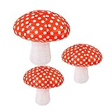 3Pcs Mushroom Paper Lanterns, 3D Mushroom Hanging Ornament for Wonderland Jungle Forest Themed Birthday Party Wedding Nursery Decor (Red, 3 Pack)