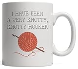 Funny Crochet Mug- I'm a very Knotty Knotty Hooker! Knitting Gift Idea for Grandma Knitter or Crocheting Mom Home Sitting - Yarn Lover and Knit Happens who Adore Chocheters
