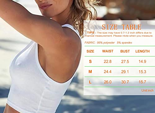 Stretchy Crop Tank Tops For Women, White Basic Cutoff Cami Top For Girls #TOP6