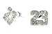 Number # 23 Basketball Silver Tone Iced Out CZ Stud Hip Hop Bling Jordan Earrings