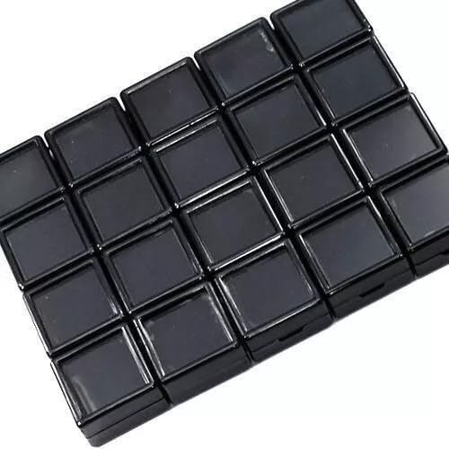 20 PCS 3 x 3 Cm Gem Display Plastic Box Storage Container for Loose Gems Diamonds Black Plastic Small Transperent Box