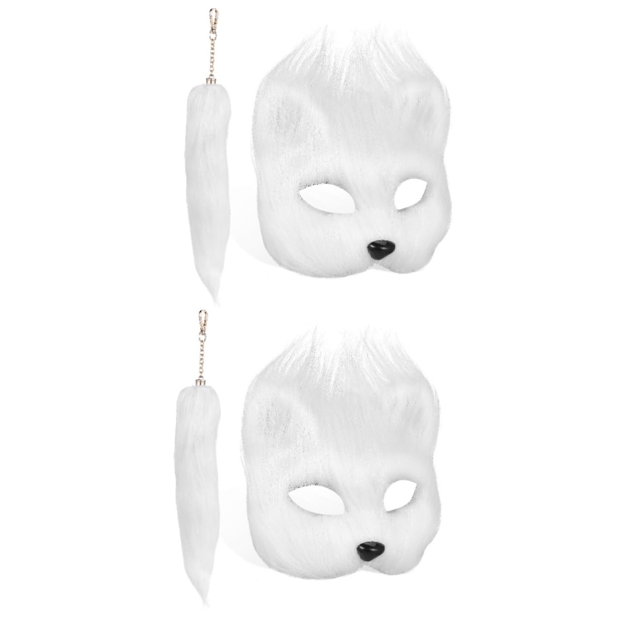 Healeved 2 Juegos Máscara de y de Disfraz para Halloween Set Completo de Accesorios de Fiesta Máscara Animal Fluffy para Cosplay