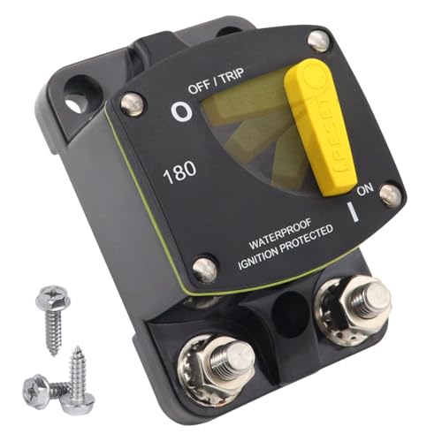 Image of 180 Amp Circuit Breaker Switchable 12V-48V | Manual Reset Overload Protection, for Automotive RV Solar Battery System, IP66 Waterproof, Surface Mount