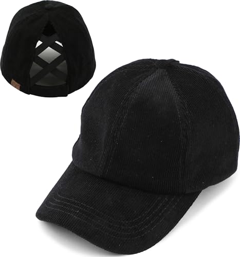 Image of Funky Junque Womens Baseball Cap Dad Hat Ponytail Messy Bun Trucker Ponycap