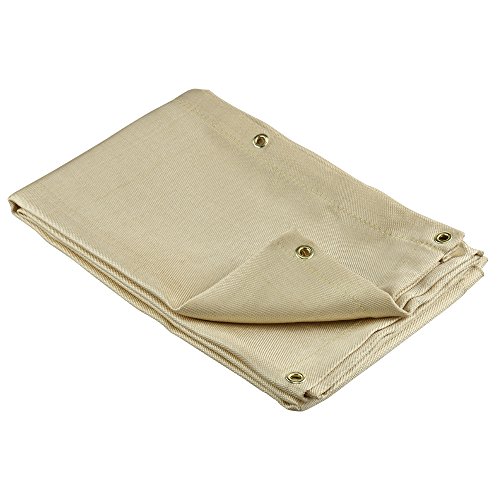Neiko 10909A Fiberglass Fire Retardant Welding Blanket | 6' x 8' | Brass Grommets | Thermal Resistant, clear