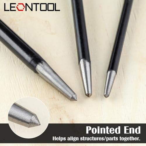 LEONTOOL 3PCS Rolling Head Pry Bar Set Heavy Duty Indexing Pry Bar Set for Automotive Machinery Aligning & Prying, 6 Inch 12 Inch 16 Inch Automotive Pry Bars Hand Tool Pry Tool, Carbon Steel - Thumbnail 5