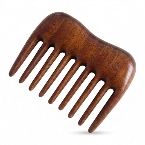 Peine de madera con dientes largos para desenredar miniatura 1