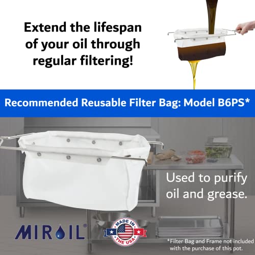 MirOil #40L - 5 Gal Grease Bucket & Oil Filter Pot For Filtering of Hot Cooking Oil, Gasket Safety Lid with Quick Lock Clips, For Fryer Capacity Up to 35 lbs