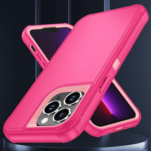 Image of SunStory Compatible with iPhone 13 Pro Max Case with HD Screen Protector, 3-Layer Heavy Duty Full-Body Cover,3 in 1 Hybrid Protective Case for iPhone 13 Pro Max 6.7 inch,PinkRed