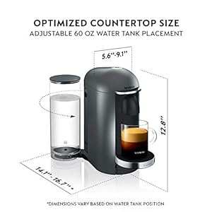 Nespresso Vertuo Plus Deluxe Coffee and Espresso Maker by Breville, Titan with Aeroccino Milk Frother Nespresso Vertuo Plus Deluxe Coffee and Espresso Maker by Breville Titan with Aeroccino Milk Frother