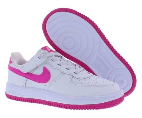 Nike Force 1 Low EasyOn Little Kids' Shoes (FN0237-102, White/Laser Fuchsia) Size 102