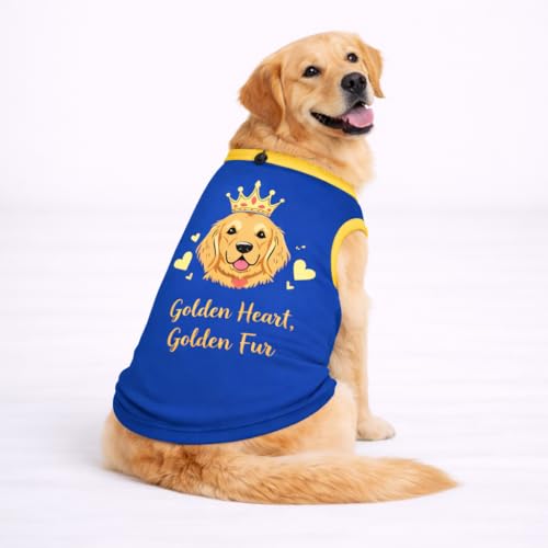 Image of Thunder Tails Premium Cotton Dog T-Shirt | Adjustable Neck | for Large Dogs| Royal Blue | 3XL | for Golden Retriever