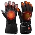 AKASO Heated Gloves for Men Women, Electric Heated Ski Gloves with 3 Heating Modes, Thermal Insulation Winter with Rechargeable Battery-Overheating Protection- Best Gift (Black, Small)