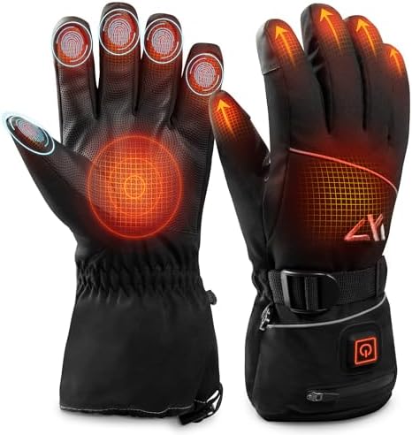 AKASO Heated Gloves for Men Women, Electric Heated Ski Gloves with 3 Heating Modes, Thermal Insulation Winter with Rechargeable Battery-Overheating Protection- Best Gift (Black, Small)