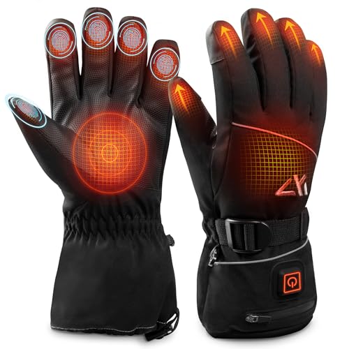 AKASO Heated Gloves for Men Women, Electric Heated Ski Gloves with 3 Heating Modes, Thermal Insulation Winter with Rechargeable Battery-Overheating Protection- Best Gift (Black, X-Large)