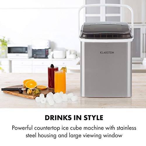 Klarstein Eiswürfelmaschine Klein, 2L Eiswürfelbereiter, Eiswürfelmaschine mit Touch Control, Mini-Eiswürfelmaschine für Große & Kleine Eiswürfel, Eiswürfelbereiter Selbstreinigend, 12kg/24h – Bild 3