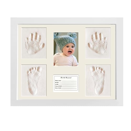 Image of MICKYU Baby Handprint & Footprint Kit with Frame - Air Dry Clay Keepsake Memory Kit - Newborn Gift Set for Boys & Girls