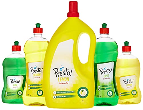 Image of Amazon Brand - Presto! Dishwash Gel 750 ml pack of 2 (Lemon + Lime)