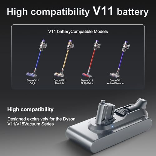 Image of Bonacell 10000mAh V11 Battery Replacement for Dyson Button Click in Installation Style V11 /Extra /Absolute /Animal /Torque Drive /Outsize /V15 /SV15 /SV22 25.2V Cordless Vacuum Battery