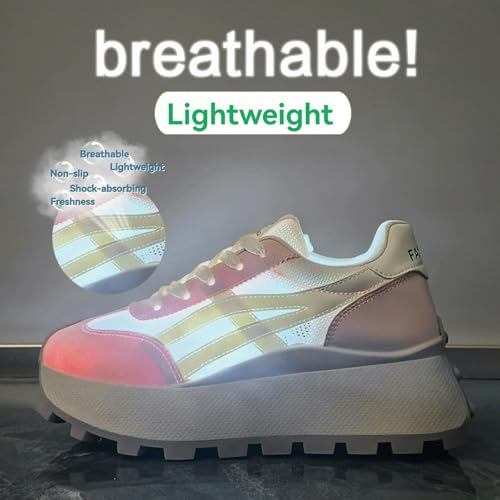Retro Chunky Platform Sneakers Women Y2K Aesthetic 1.8" Height Increase Breathable Mesh Summer Dad Shoes Casual Outfit Walking Shoes3