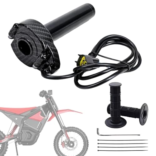 Image of Compatible Fit for Yozma IN10 Valtinsu Strike Shadow SX Electric Dirt Bike Twist Throttle, Full Twist Throttle Handle with Male Connector, Rolling Bearing & Cable Kit